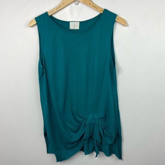 ANTHROPOLOGIE T.La Gathered Pleat Tunic Top Tank Teal Green Size Medium Oversize - Picture 10 of 10